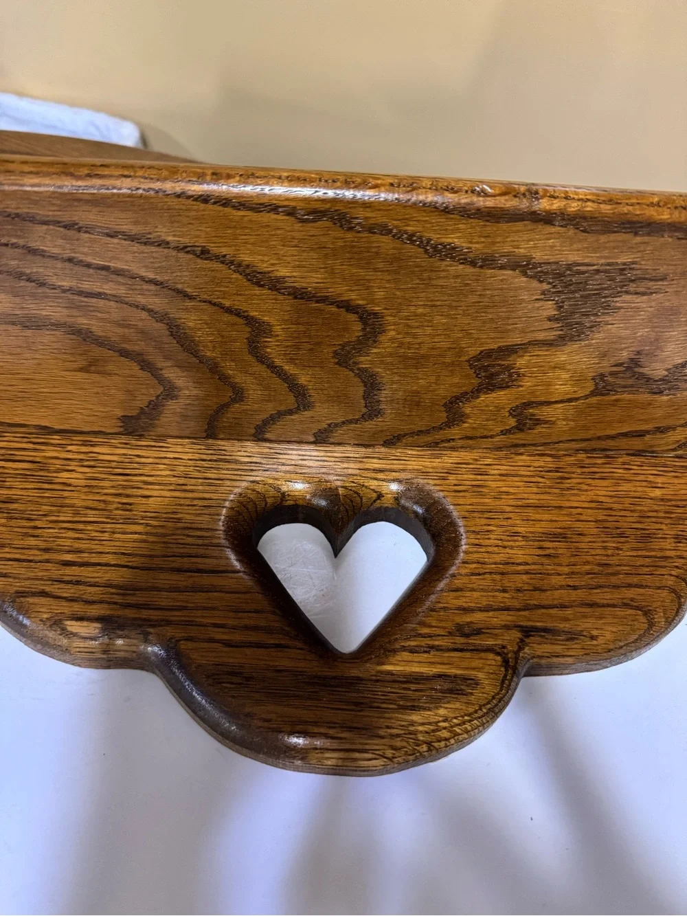 Solid Oak Shelf Heart Hanging Knick Knack Shelf 21” long